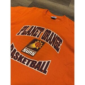 Y2K Planet Orange Phoenix‎ Suns Graphic Tee Shirt NBA Basketball Men's XL Clean